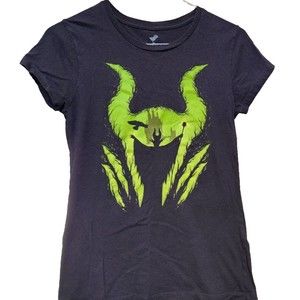 Maleficent Black Glow T-Shirt Size L Halloween Evil Horror Witches Disney